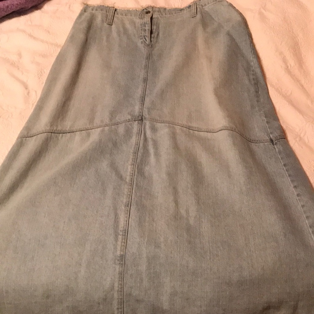 Light blue denim maxi skirt